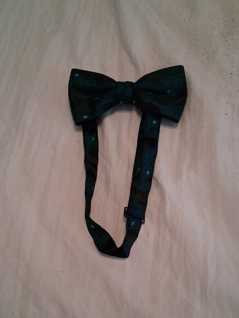 Teal and Black Patterned Bow Tie - Adjustable Formal Accessory